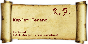 Kapfer Ferenc névjegykártya